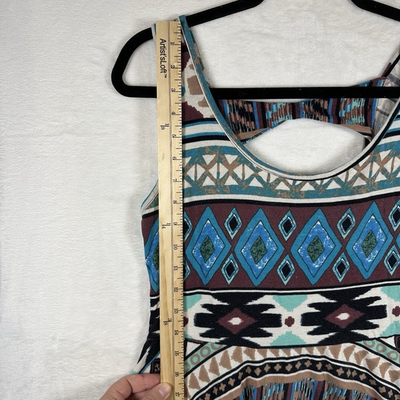 Banana Lemon Dress Women' M Brown Turquoise Tribal Print - Picture 3 of 6